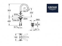 MEZCLADOR BIMANDO LAVABO ATRIO GROHE